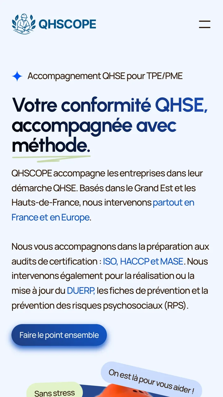 Site qhscope.fr sur téléphone
