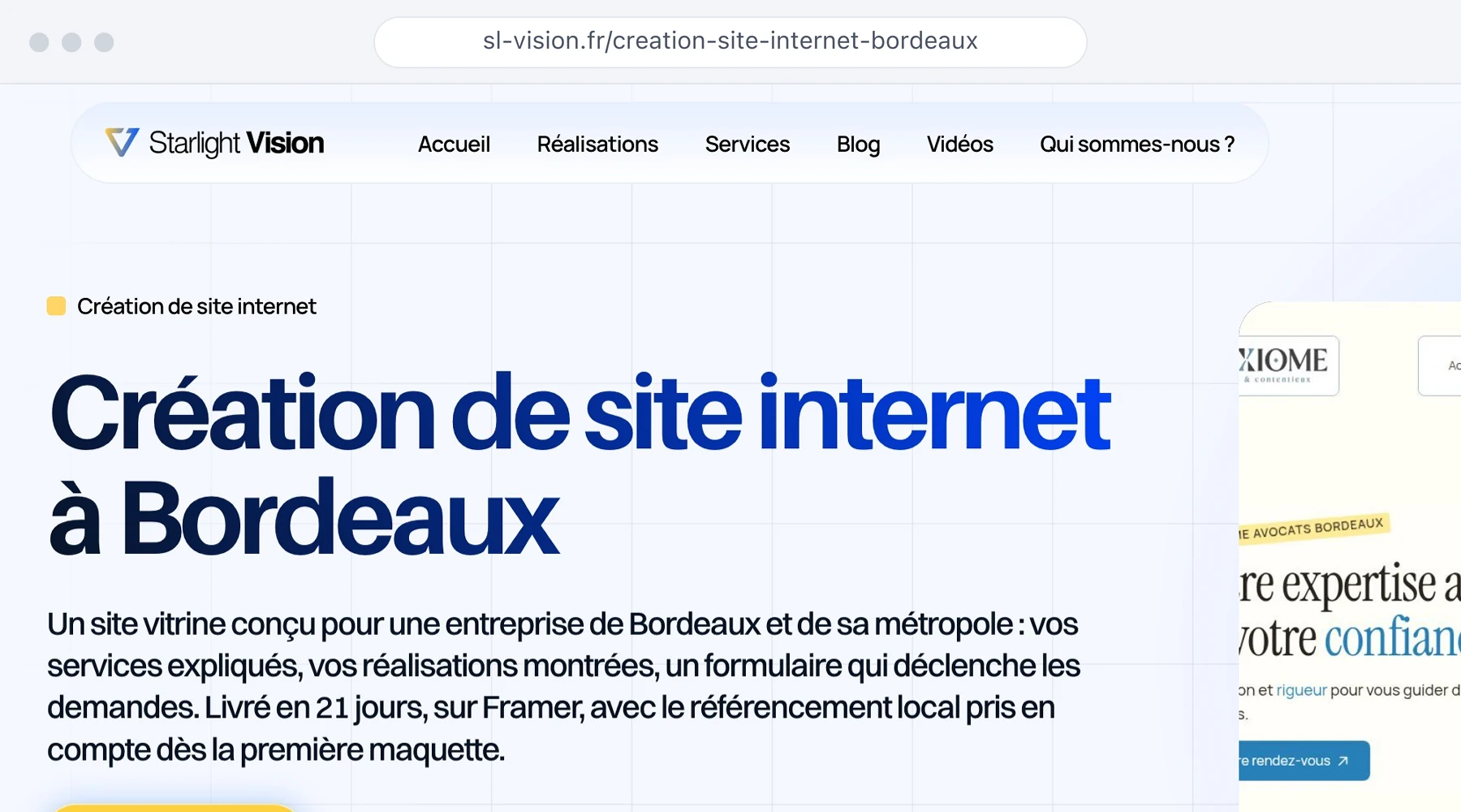Une ancienne adresse du site SL VISION redirigée vers sa nouvelle page.