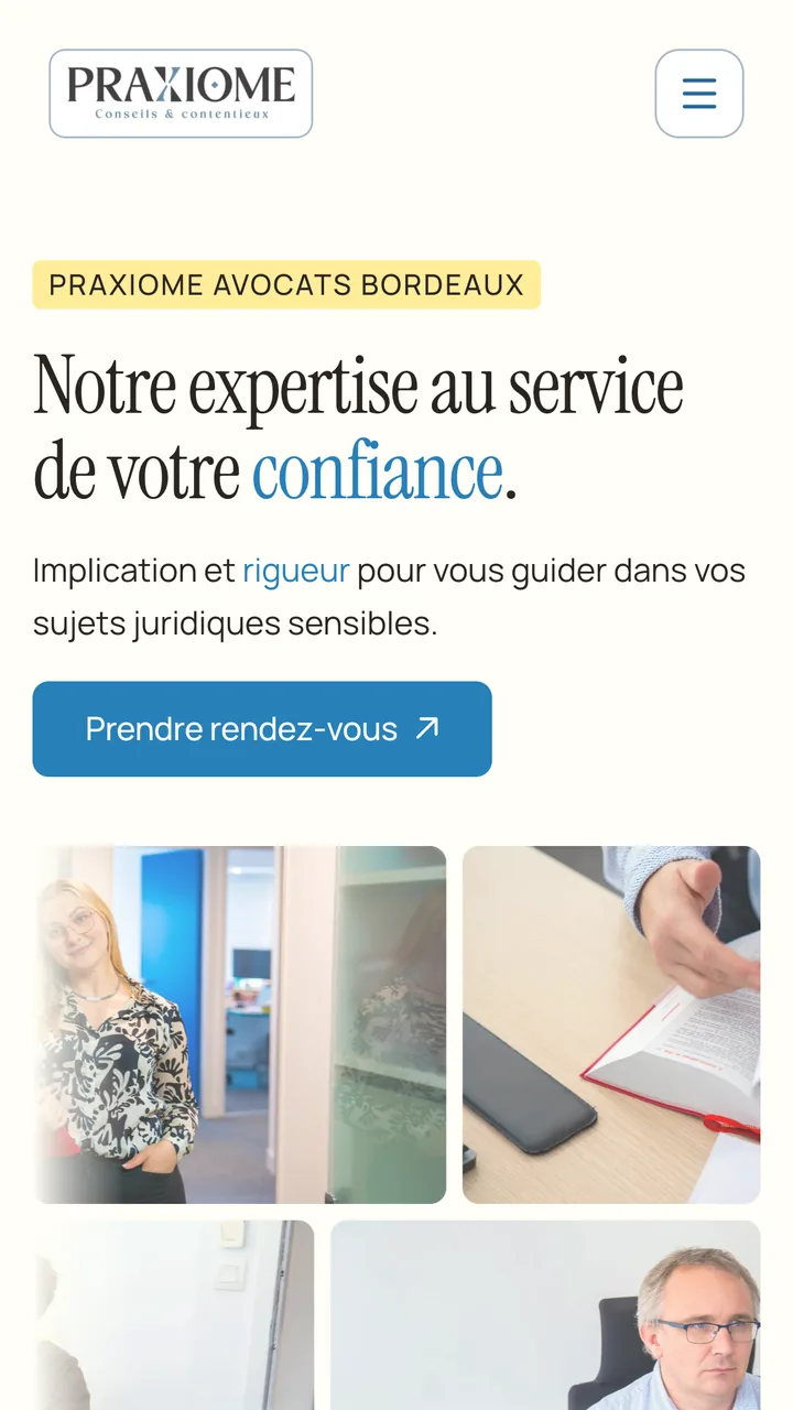 Site praxiome.com sur téléphone