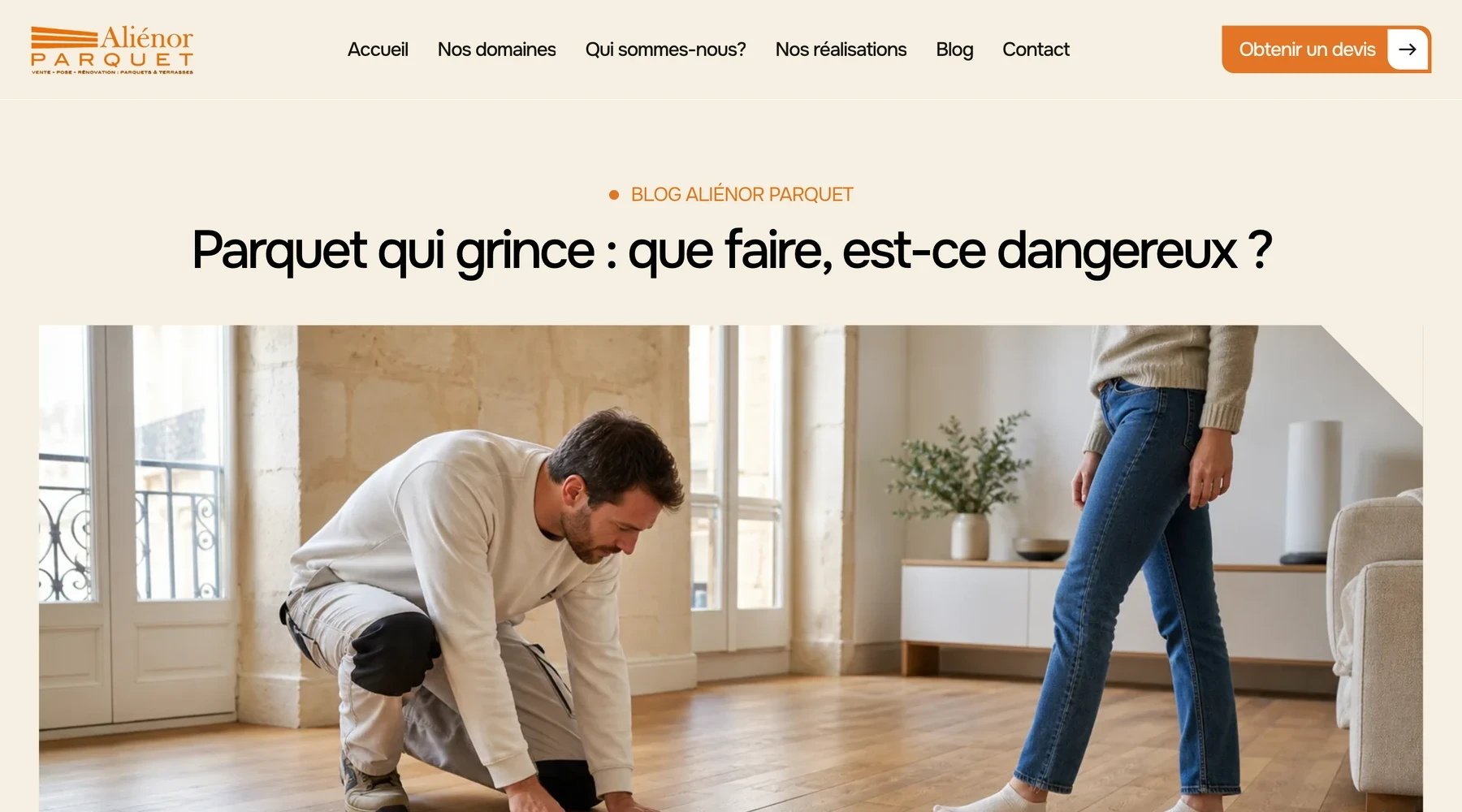 Article d’Aliénor Parquet : « Parquet qui grince : que faire, est-ce dangereux ? ».