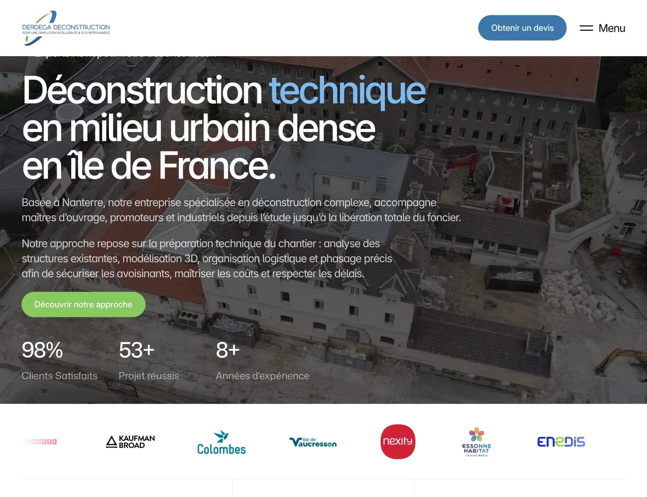 Site de Derdega Déconstruction et ses projets récents.